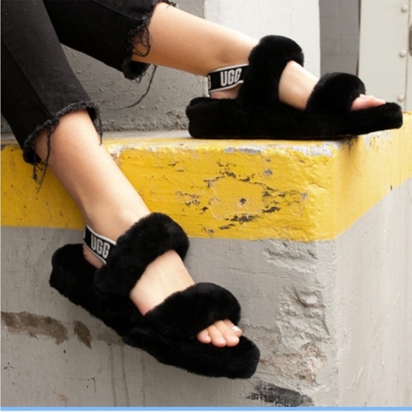 Ugg Oh Yeah Slide Slipper Black Woman’s Size 5 - Picture 3 of 12